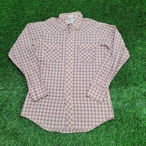 Vintage 80s LEE Plaid Pearl-Snap Shirt Medium 20x29 Shirttail